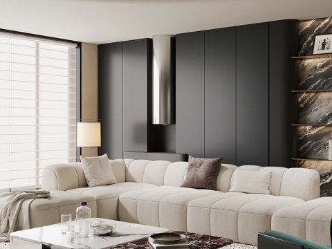  意式轻奢客餐厅 横厅 大平层 现代简约客餐厅3d模型 