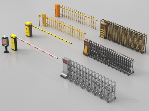 现代电动伸缩门 闸口 道闸su模型