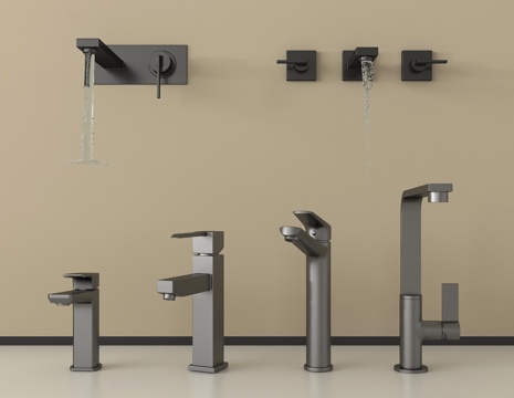 现代水龙头 不锈钢水龙头su模型