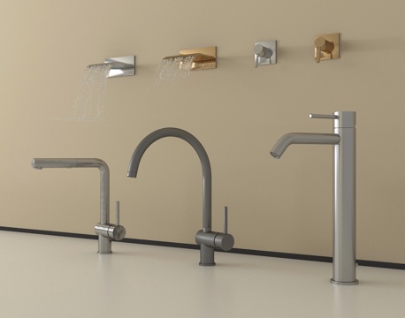 现代水龙头 不锈钢水龙头su模型