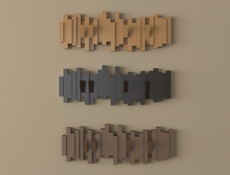 现代钢琴键挂衣钩 壁挂实木衣帽架衣架su模型