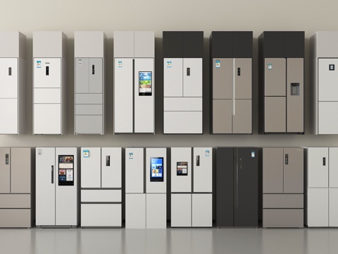 现代冰箱组合 双开冰箱 四门冰箱su模型