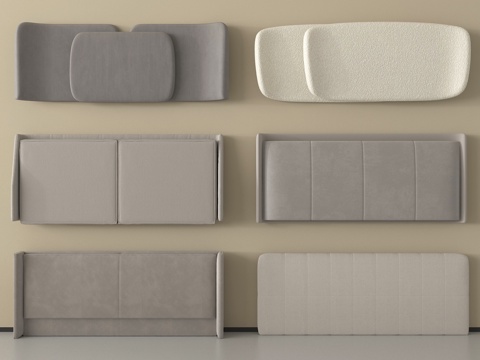  现代床靠背 床品 床头3d模型 