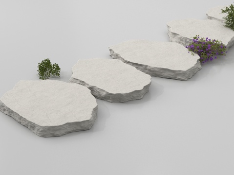 现代石板  景观石板 汀步su模型