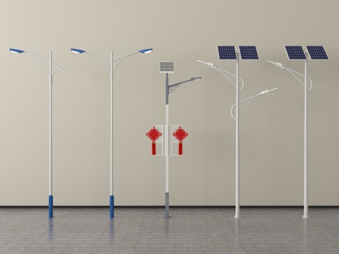 现代简约路灯 太阳能路灯 海螺臂路灯 户外路灯 景观灯su模型