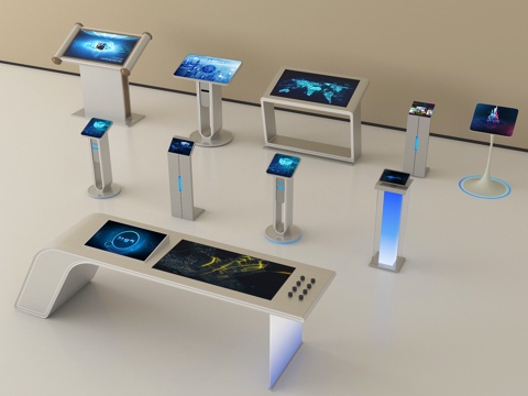 现代一体机 排号机 挂号机 叫号机su模型