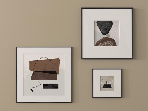 现代装饰画 抽象挂画su模型