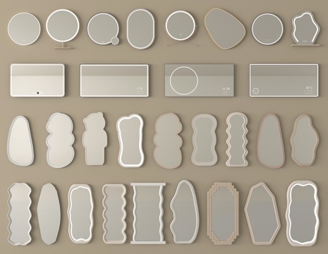 现代镜子 全身镜 化妆镜 浴室镜su模型