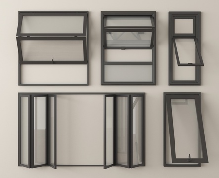 中式窗组合 折叠窗 上下折叠窗su模型
