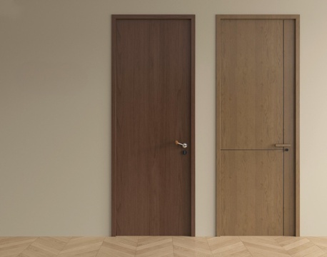 中古风单开门 平开门 卧室门 实木门su模型