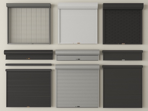 现代卷帘门 卷闸门 车库门 仓库门 防盗门su模型