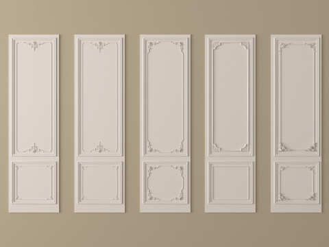 法式石膏线 背景板 护墙板su模型