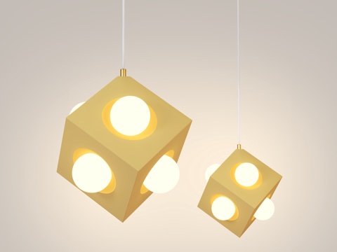 网红奶油风吊灯 现代极简小吊灯 餐厅卧室儿童房创意小吊灯su模型