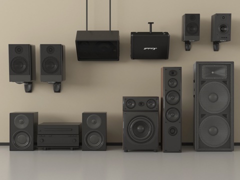 现代挂墙音响 落地音响 舞台音响su模型