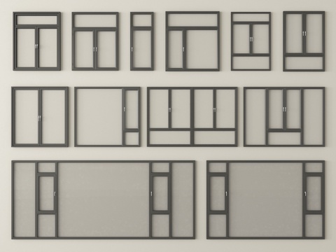 现代窗户 玻璃平开窗 阳台窗 落地窗su模型