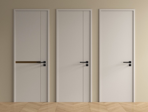 现代单开门 平开门 卧室门 实木门su模型