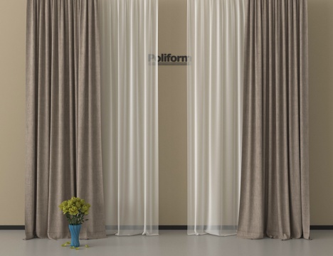 现代窗帘 布帘 纱帘 褶帘su模型