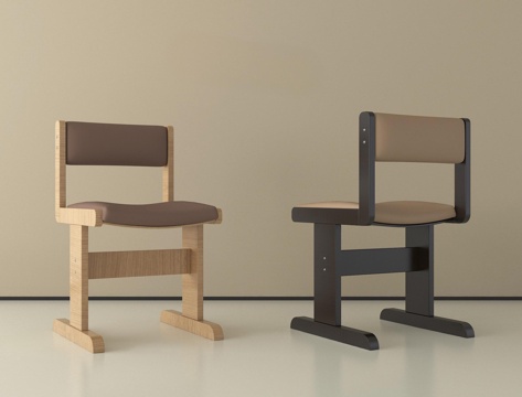 中古餐椅 木餐椅 单椅 休闲椅su模型