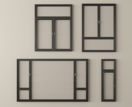 现代窗组合 平开窗 落地窗 阳台窗su模型