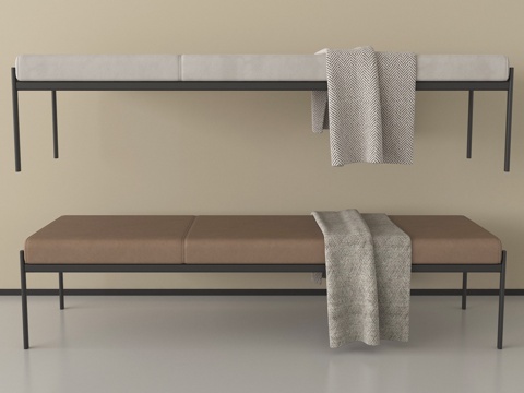 现代布艺床尾凳 长凳su模型