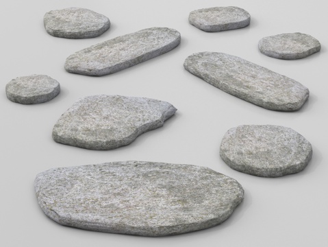 现代石板  景观石板 汀步su模型