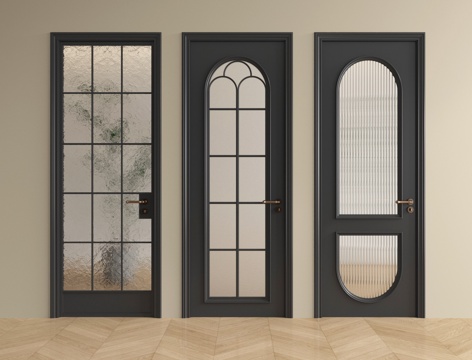 法式单开门 平开门 玻璃门 厨卫门su模型