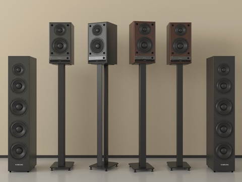 现代音响 音响组合 立式音响 蓝牙音箱 低音炮su模型