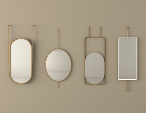 现代浴室镜 化妆镜装饰镜 卫浴镜su模型