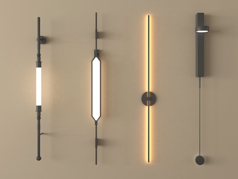 现代长条壁灯 氛围壁灯 金属壁灯su模型