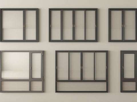 现代窗户 玻璃平开窗 阳台窗 落地窗su模型