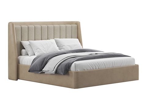  现代简约双人床 双人床 简约床 卧室床 抱枕3d模型 