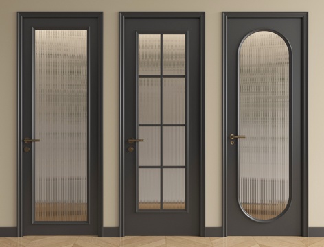 法式单开门 玻璃门 厨卫门 平开门su模型