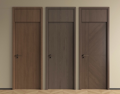 现代单开门 卧室门 房门 实木门 平开门su模型