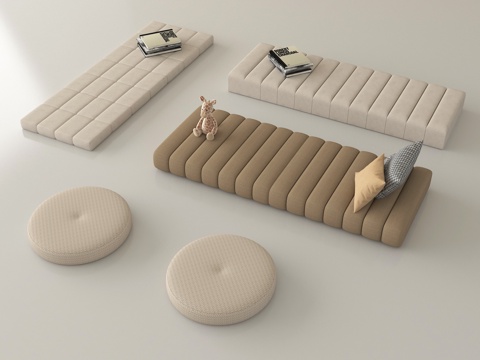 现代坐垫 沙发坐垫 飘窗垫 圆坐垫 抱枕su模型