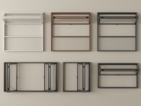 中式窗组合 折叠窗 上下折叠窗su模型