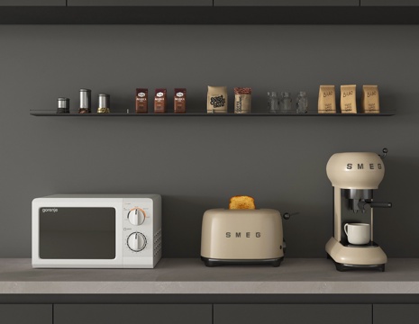 现代微波炉 厨房电器组合su模型