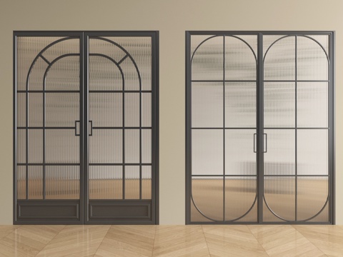 法式玻璃门 玻璃双开门 厨卫门 阳台门su模型