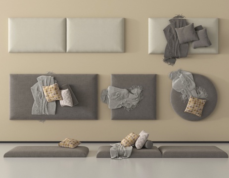 现代坐垫 榻榻米坐垫 沙发坐垫 飘窗垫 圆坐垫 抱枕su模型