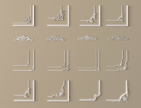 法式石膏线 雕花 石膏构件su模型