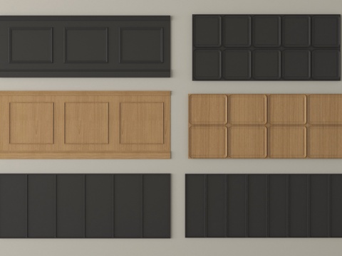 法式护墙板 法式墙裙 长城板su模型