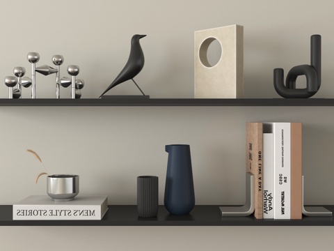 现代摆件组合 书籍摆件su模型