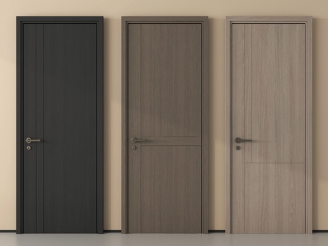 现代单开门 卧室门 房门 实木门 平开门su模型