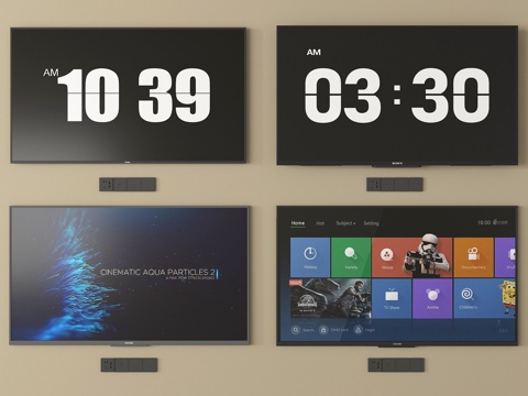 现代智能电视 液晶电视 壁挂电视su模型