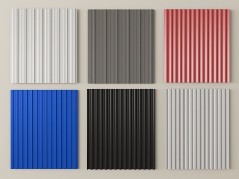 现代彩钢瓦  铁皮瓦 波形板 铁板瓦 雨棚围墙彩钢板su模型