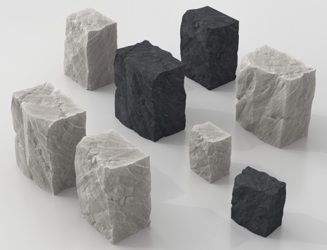 现代景观石块 岩石 石墩 石凳 块石su模型