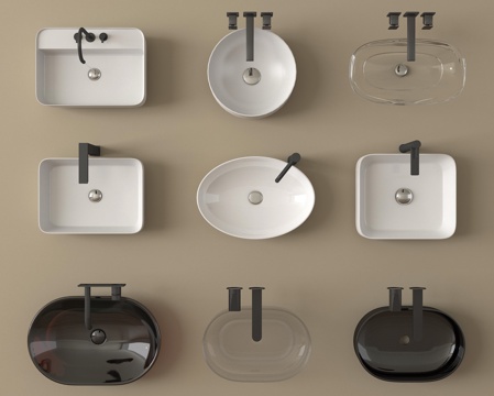 现代洗手台 洗手盆 台上盆su模型