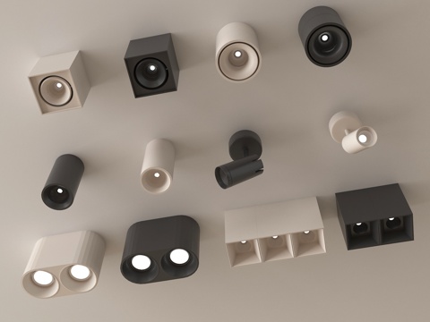 现代筒灯射灯 明装筒灯su模型