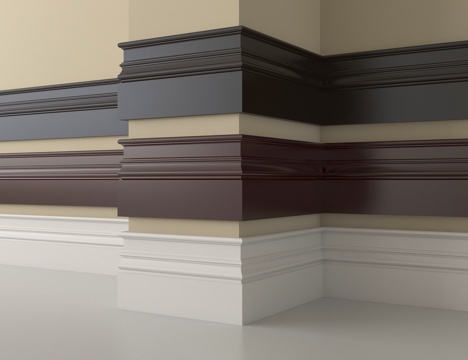 现代踢脚线 实木地脚线su模型