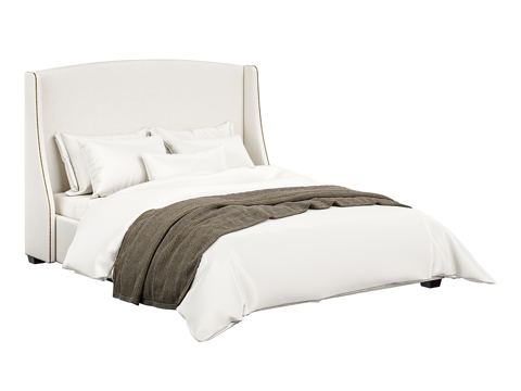  现代简约双人床 双人床 简约床 卧室床 抱枕 床垫3d模型 