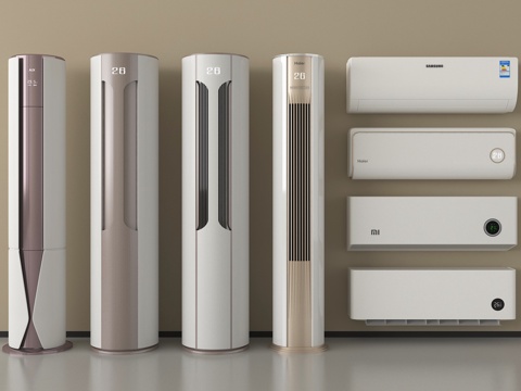 现代空调 立式空调 壁挂式空调su模型